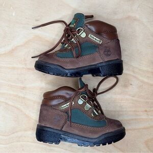 Timberland Kids Brown and Green Premium Leather Boots 6C
